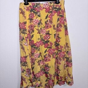 Mlle Gabrielle Yellow and Red Floral A-Line Skirt
